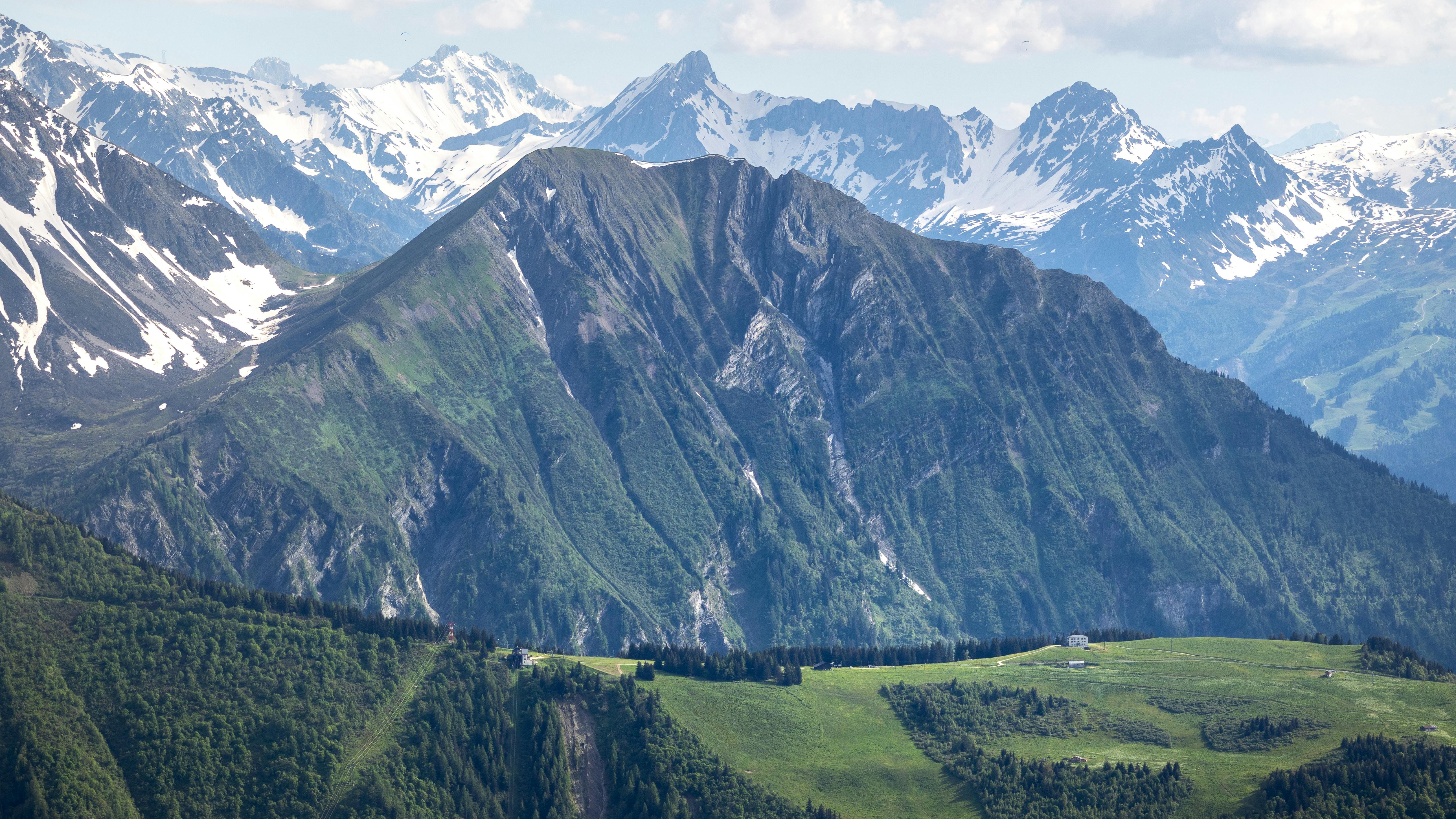 a view of the mountains and valleys from above