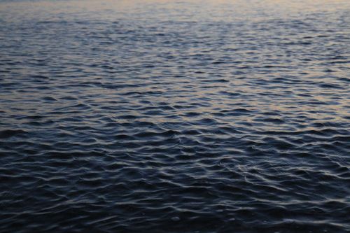 Free Peaceful ocean surface with gentle waves and sunset reflection. Perfect for calming backgrounds. Stock Photo