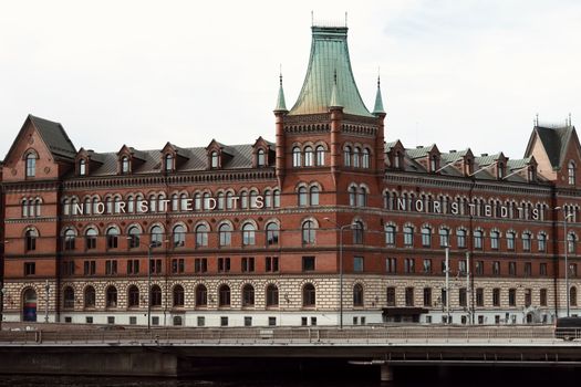 Historic Norrstedt's building in Stockholm showcasing classic Nordic architecture.
