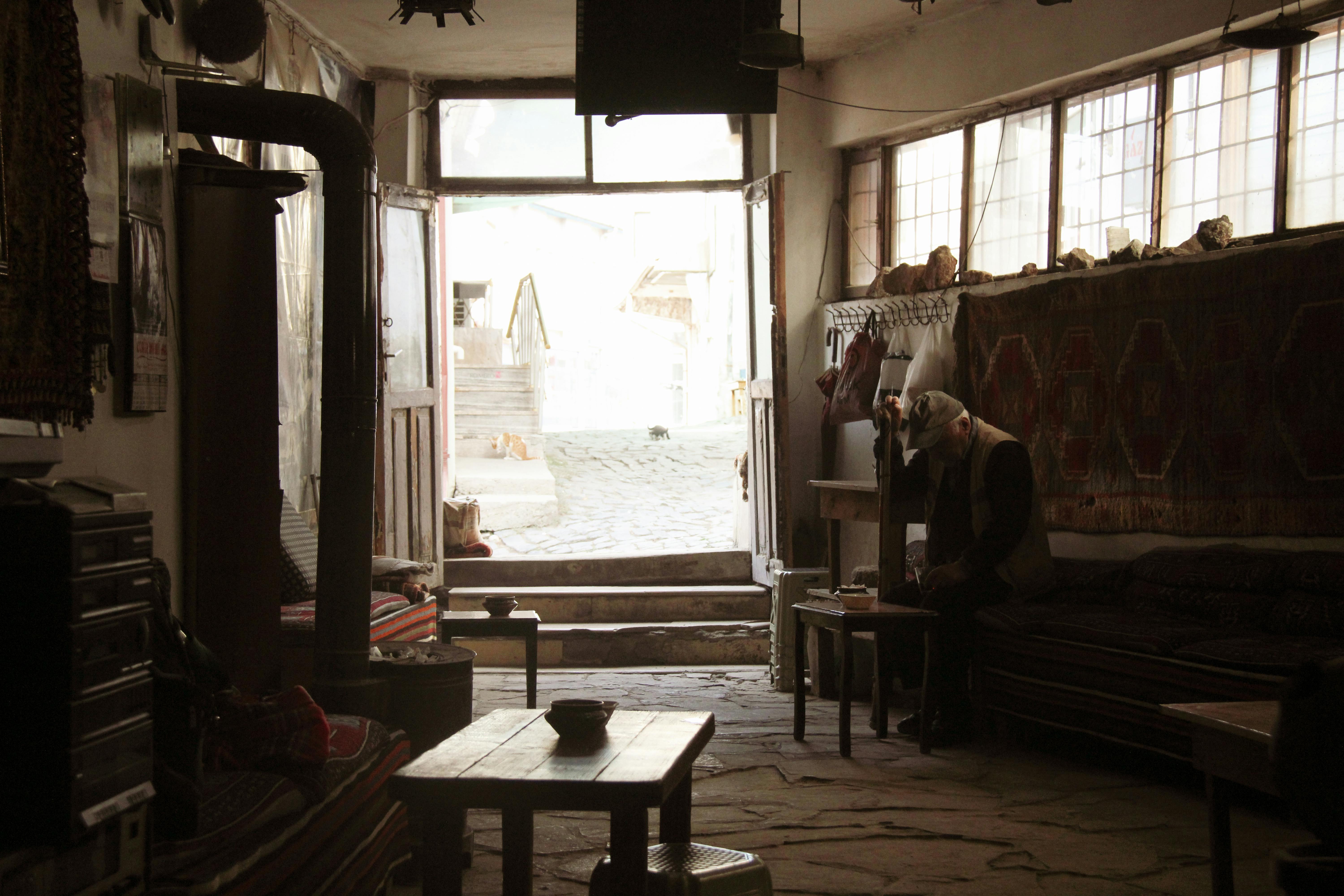 Intimate view of a quiet, traditional room in Yozgat, Türkiye, featuring rustic decor.