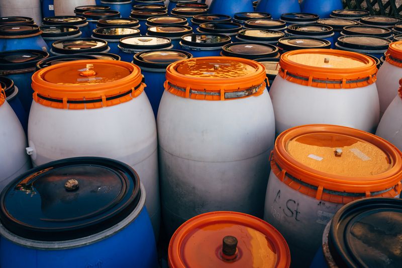 HDPE plastic barrels and polyethylene containers — PE scrap material