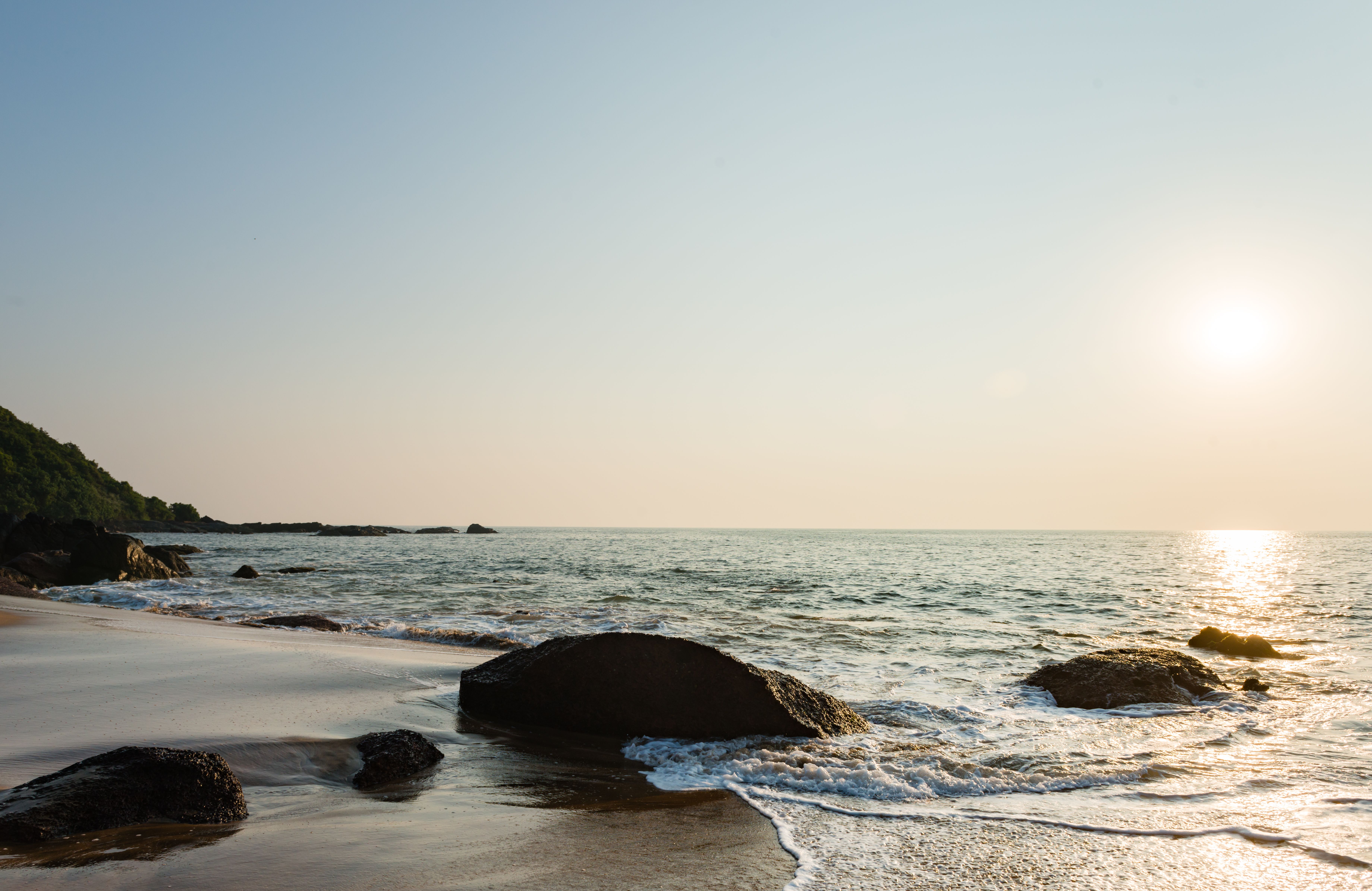Beautiful peaceful sunset over Goa beach