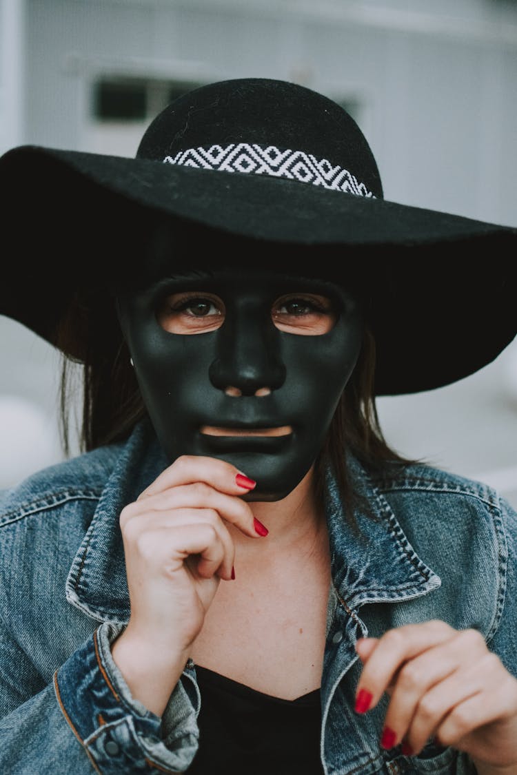 Person Wearing Black Mask