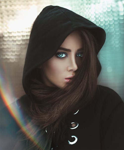 Woman Wearing Black Hoodie