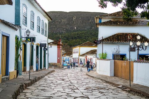 Free Charming colonial architecture in a historic Brazilian town, outdoor scenic view. Stock Photo