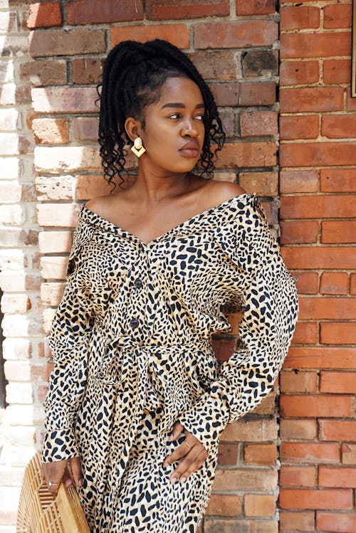 Woman Wearing Leopard Print Dress