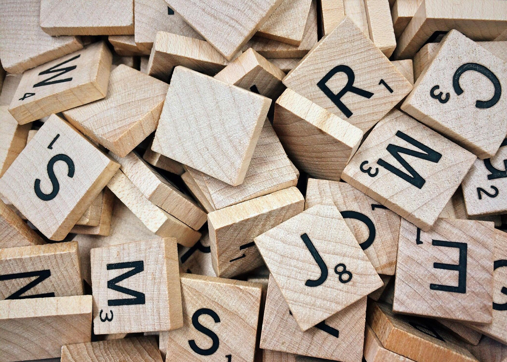 Randomly jumbled scrabble tiles