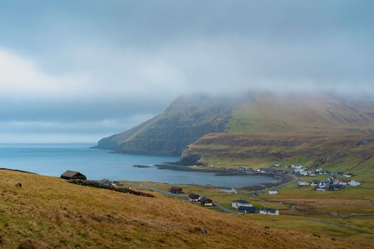 Saksun village and black-sand lagoon — Faroe Islands