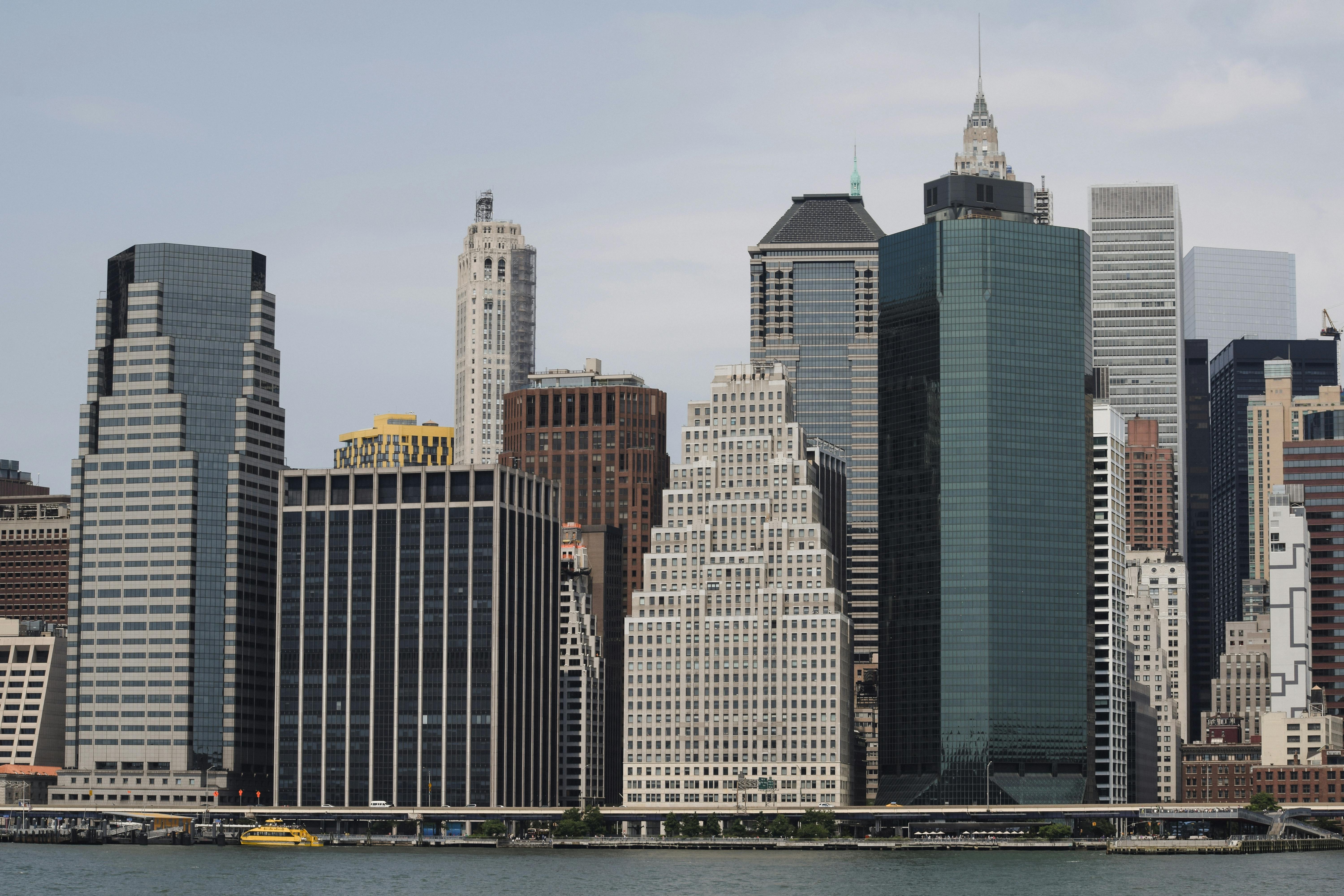 a view of the city skyline from the water