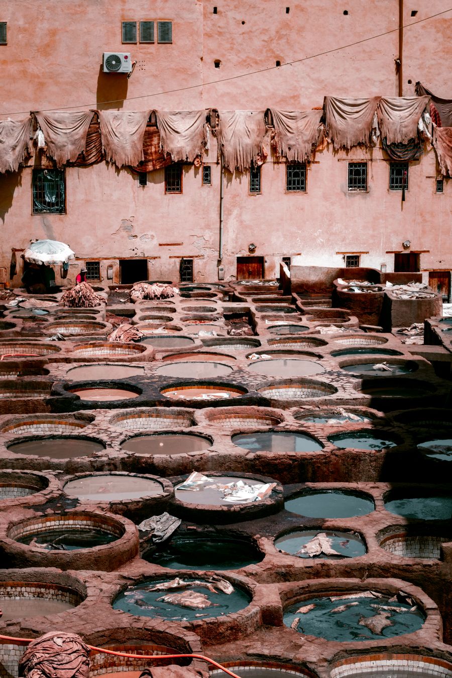 Fez Morocco traditional leather tannery