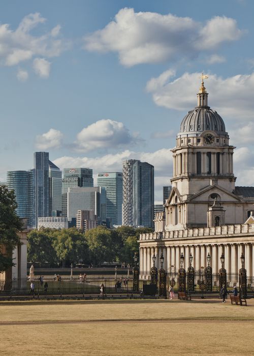 Free Captivating view of London's modern and classic architecture from Greenwich Park. Stock Photo