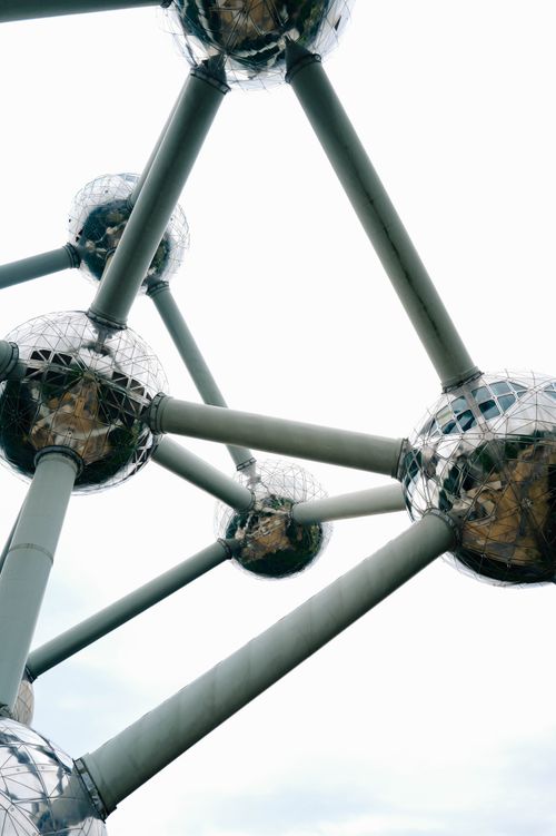 Free Close-up view of Atomium, showcasing its unique architecture and design. Stock Photo