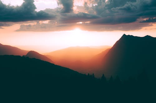 Free Silhouette Of Mountains Stock Photo