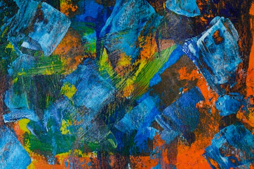 Pintura Abstrata Azul E Marrom