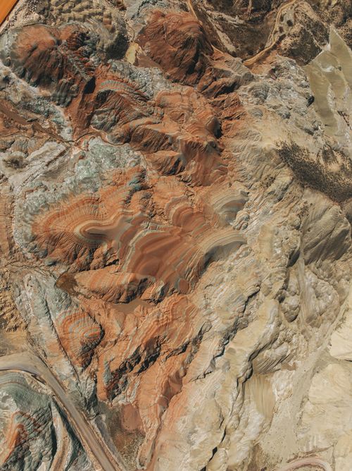 Free Stunning aerial shot of Nallıhan rock formations in Türkiye showcasing unique geological patterns. Stock Photo