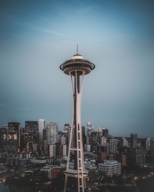 Seattle business for sale 1 Seattle business for sale downtown skyline with Space Needle and Puget Sound waterfront view