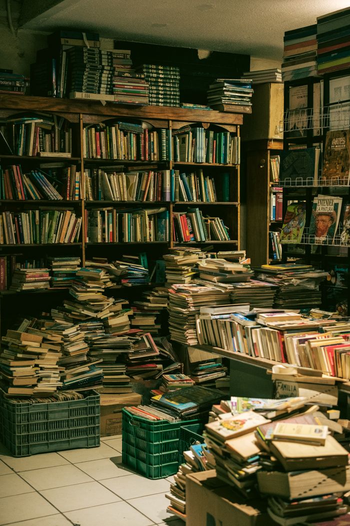 Stacks of secondhand and rare books