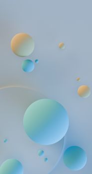 Abstract spheres floating on a soft gradient background, creating a celestial and dreamy atmosphere.