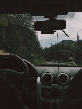 Experience a summer road trip through the lush Altai Mountains with scenic nature views.