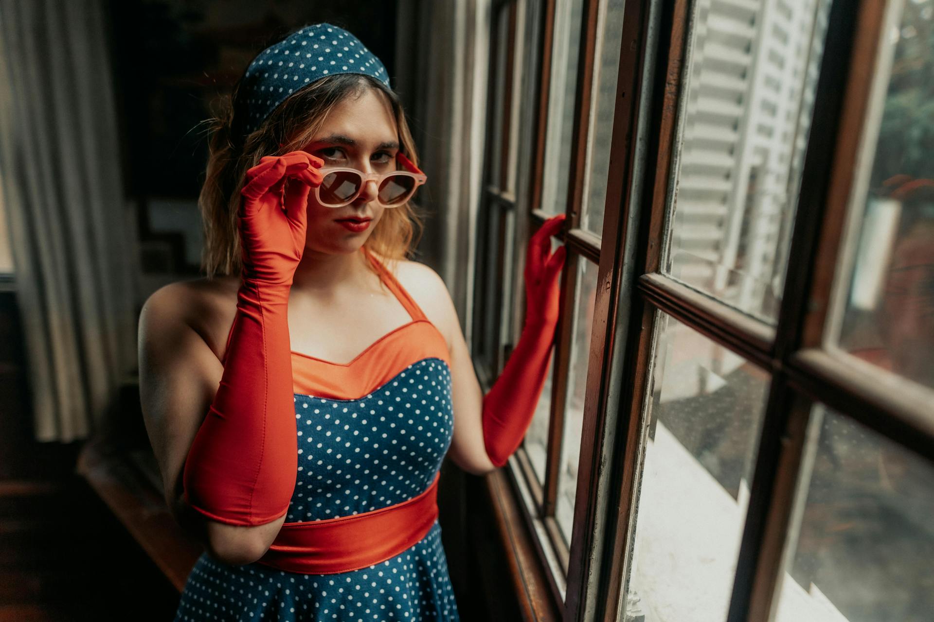 Retro Style Woman in Dress