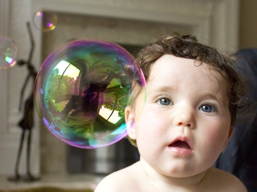 Free Baby Facing Bubble Indoor Stock Photo