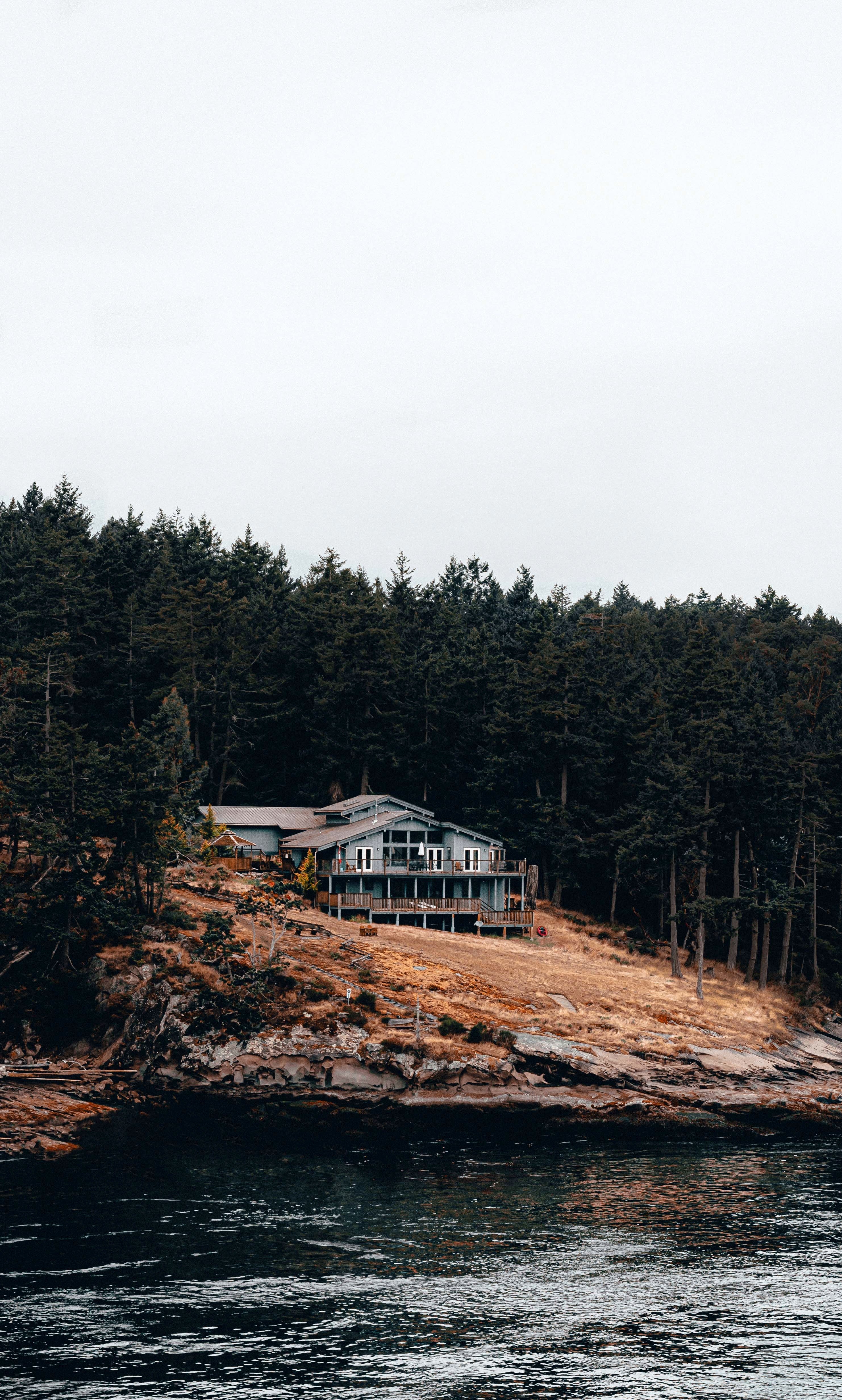 White House Near Lake Surrounded With Tall and Green Trees · Free Stock ...