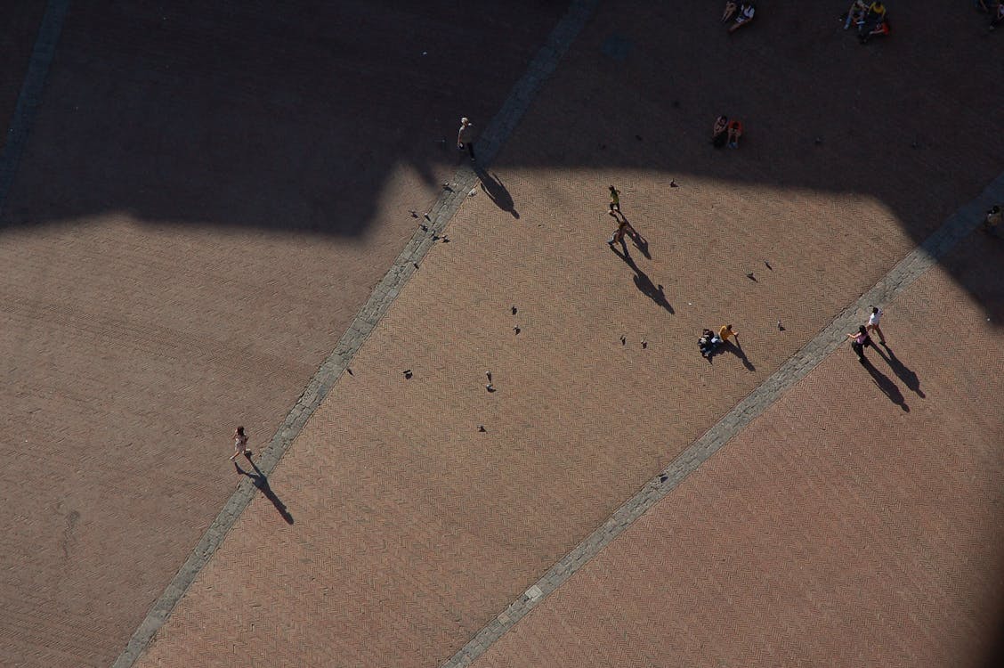 Free stock photo of looking down, people from above, plaza