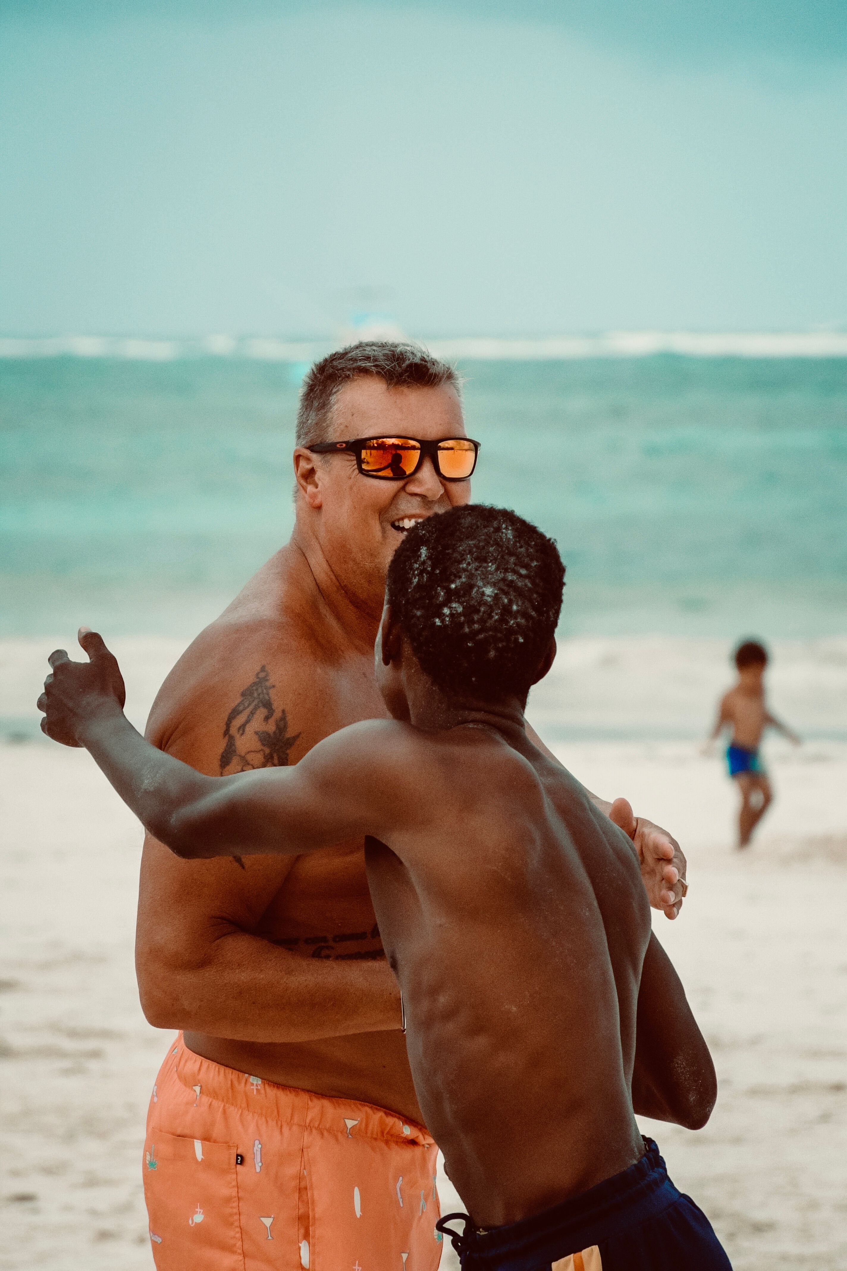 Black friends enjoying the coast in Mombasa, Kenya