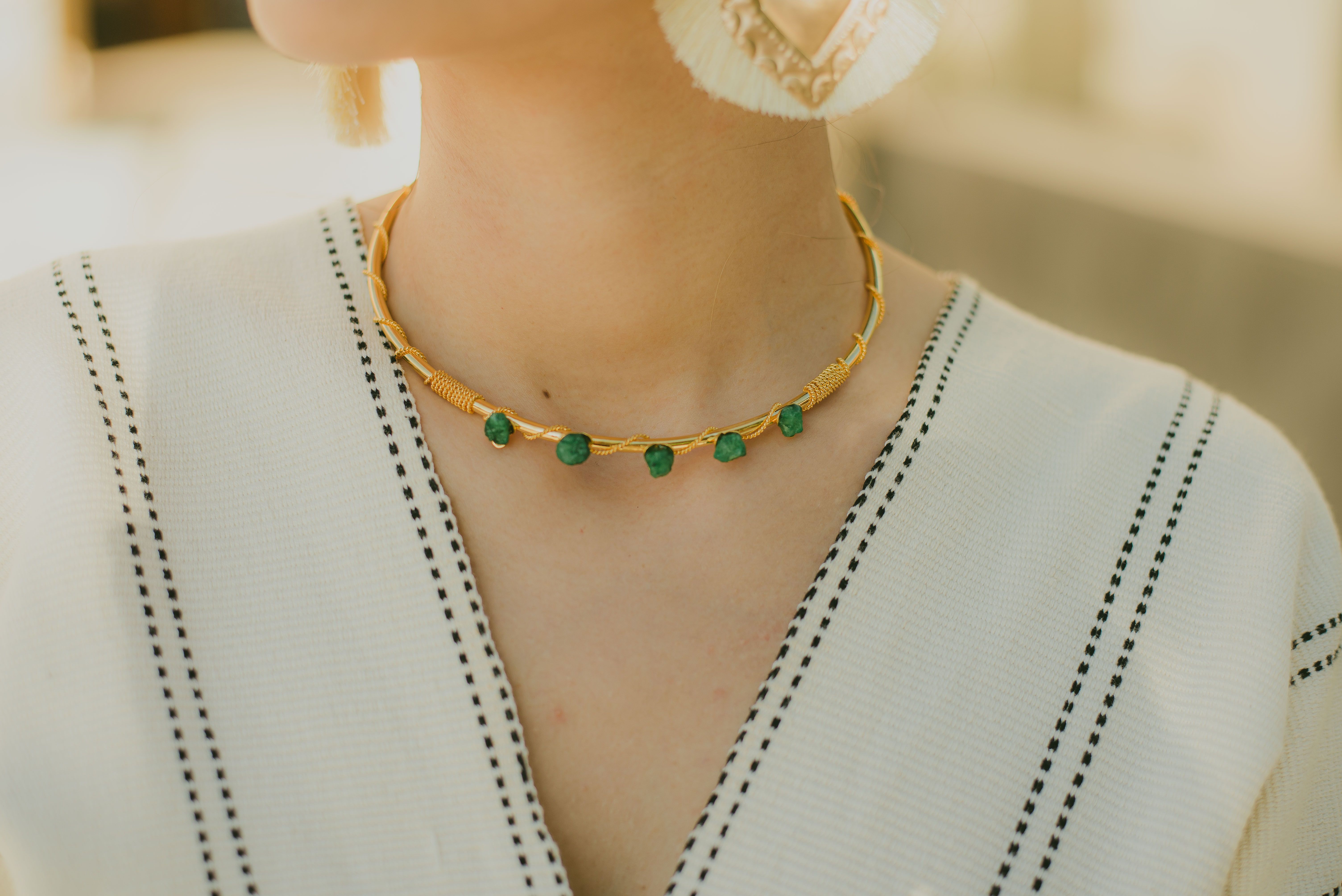Handcrafted jewelry pieces with natural gemstones