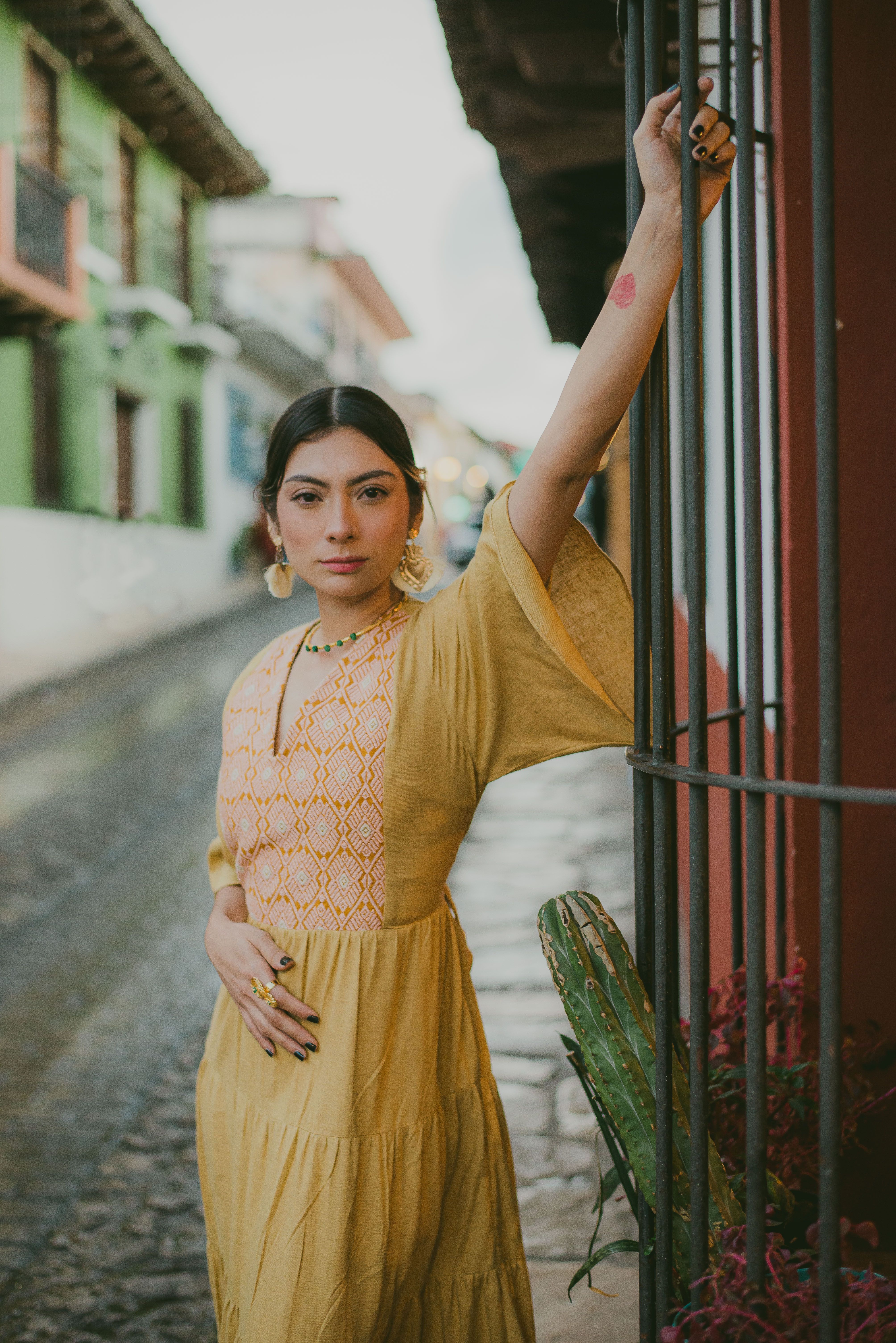 chinese dress ladies afterglow midi dress // butter yellow *zoco exclusive* – shop zoco main image 1