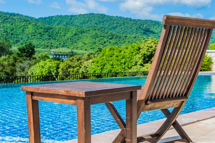 Brown Wooden Chair And Table