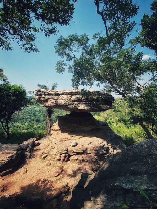 Free Scenic rock formation surrounded by lush greenery in Koforidua, Ghana. Stock Photo