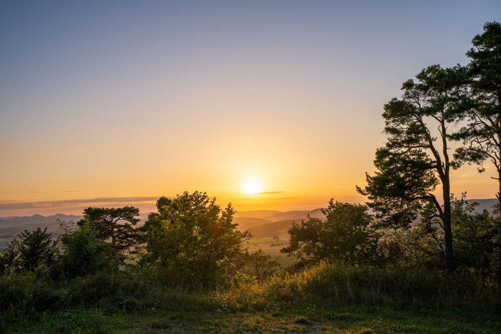 Plateaux du Moyen Atlas au coucher du soleil