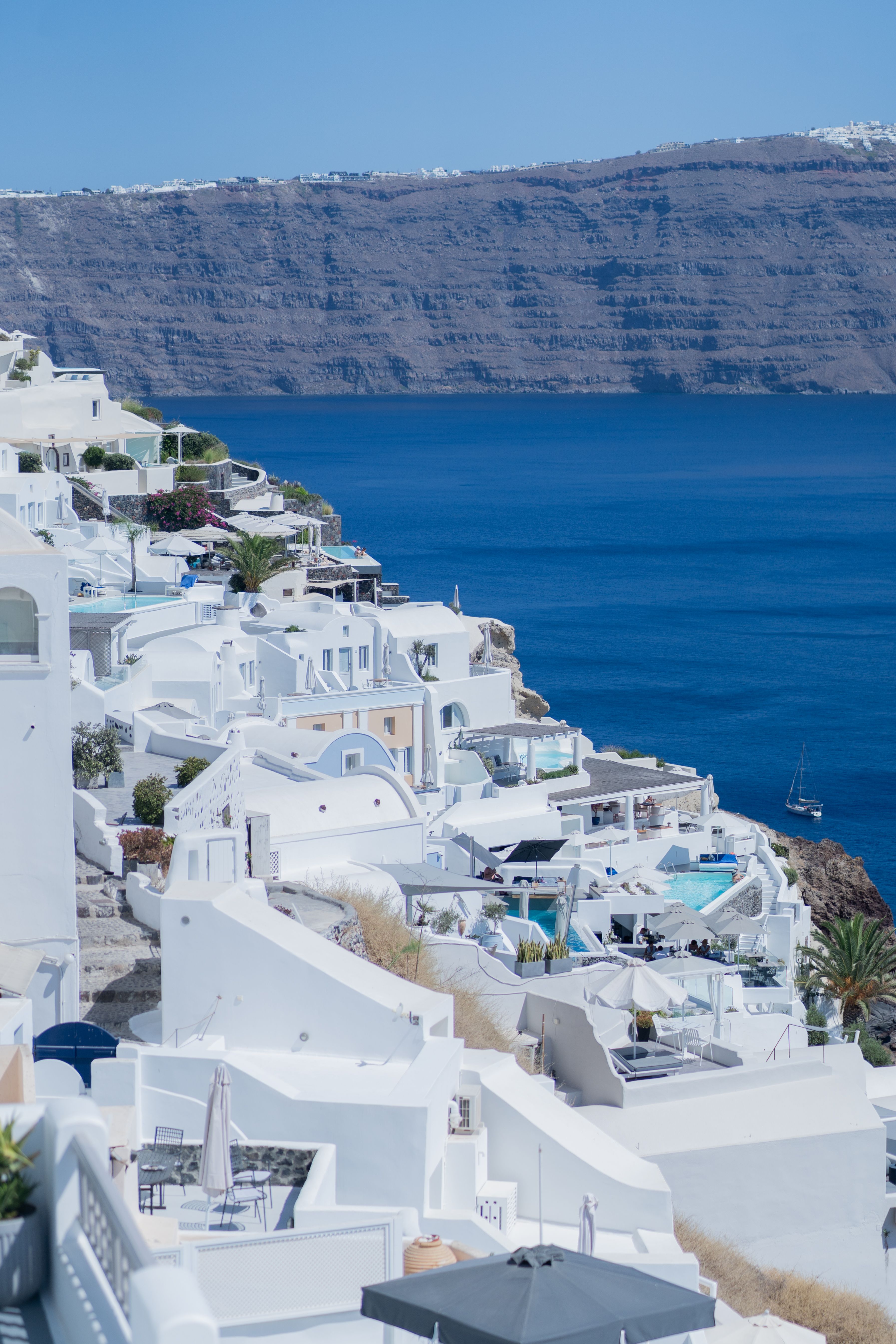 Whitewashed houses above the sea in Santorini