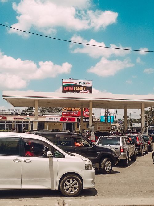 Petrol Station Management System — Cars queueing at a busy petrol station in Nairobi, Kenya