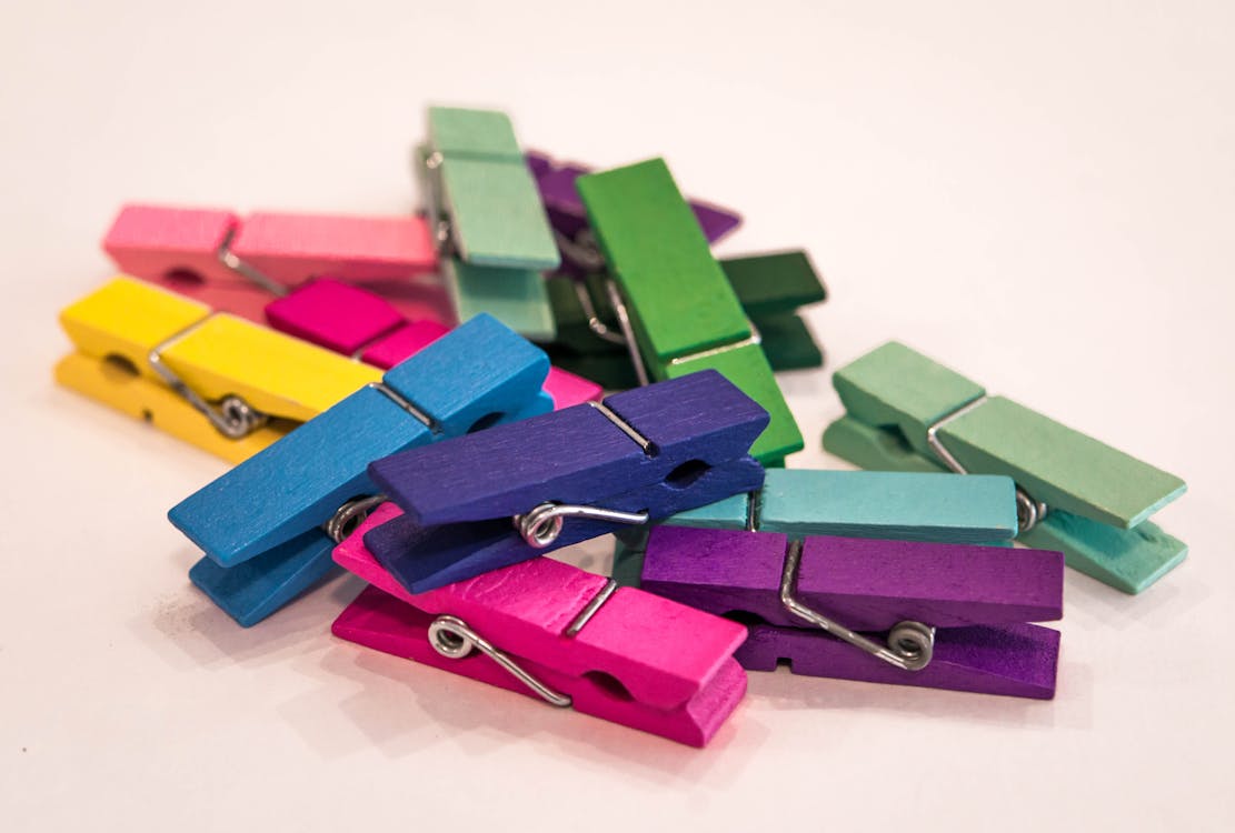 Free stock photo of assorted, back to school, clothespins Stock Photo