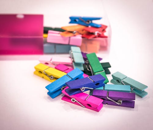 Free stock photo of assorted, back to school, clothespins