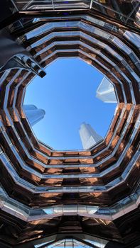 Captivating view of the Vessel's interior architecture in New York City.