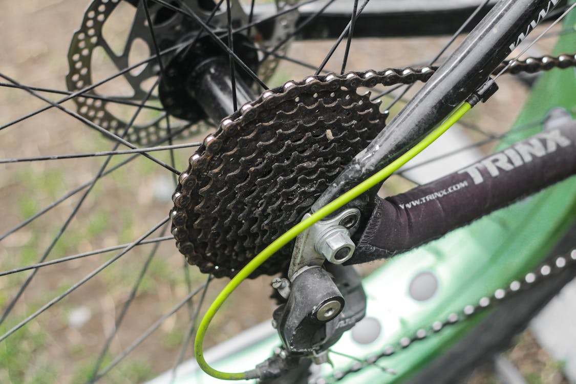 Close Up of Chain on Bicycle Wheel