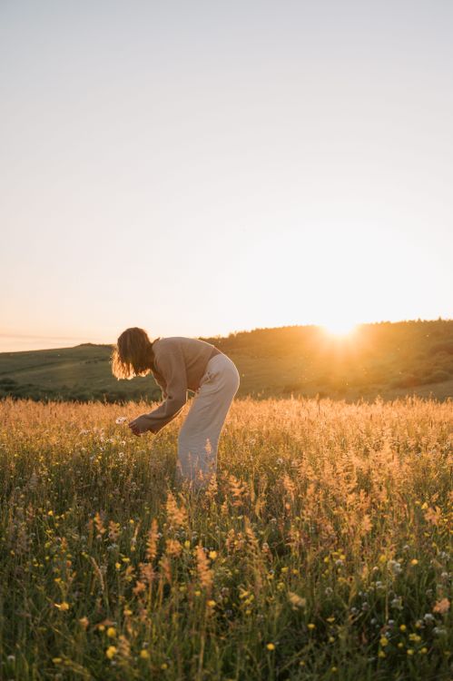 A woman in a field at sunset · Free Stock Photo