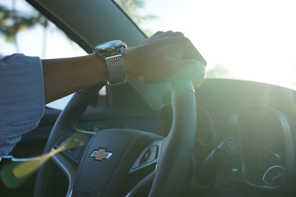 Person Holding Steering Wheel