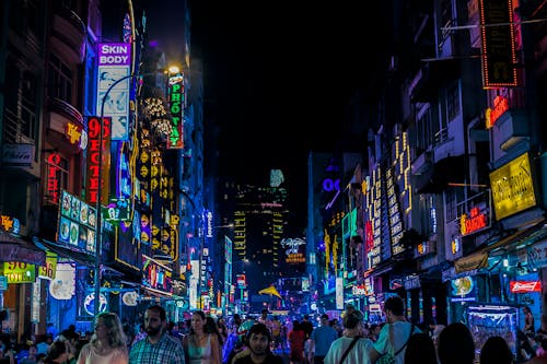 Free Crowd of People on Street during Nighttime Stock Photo