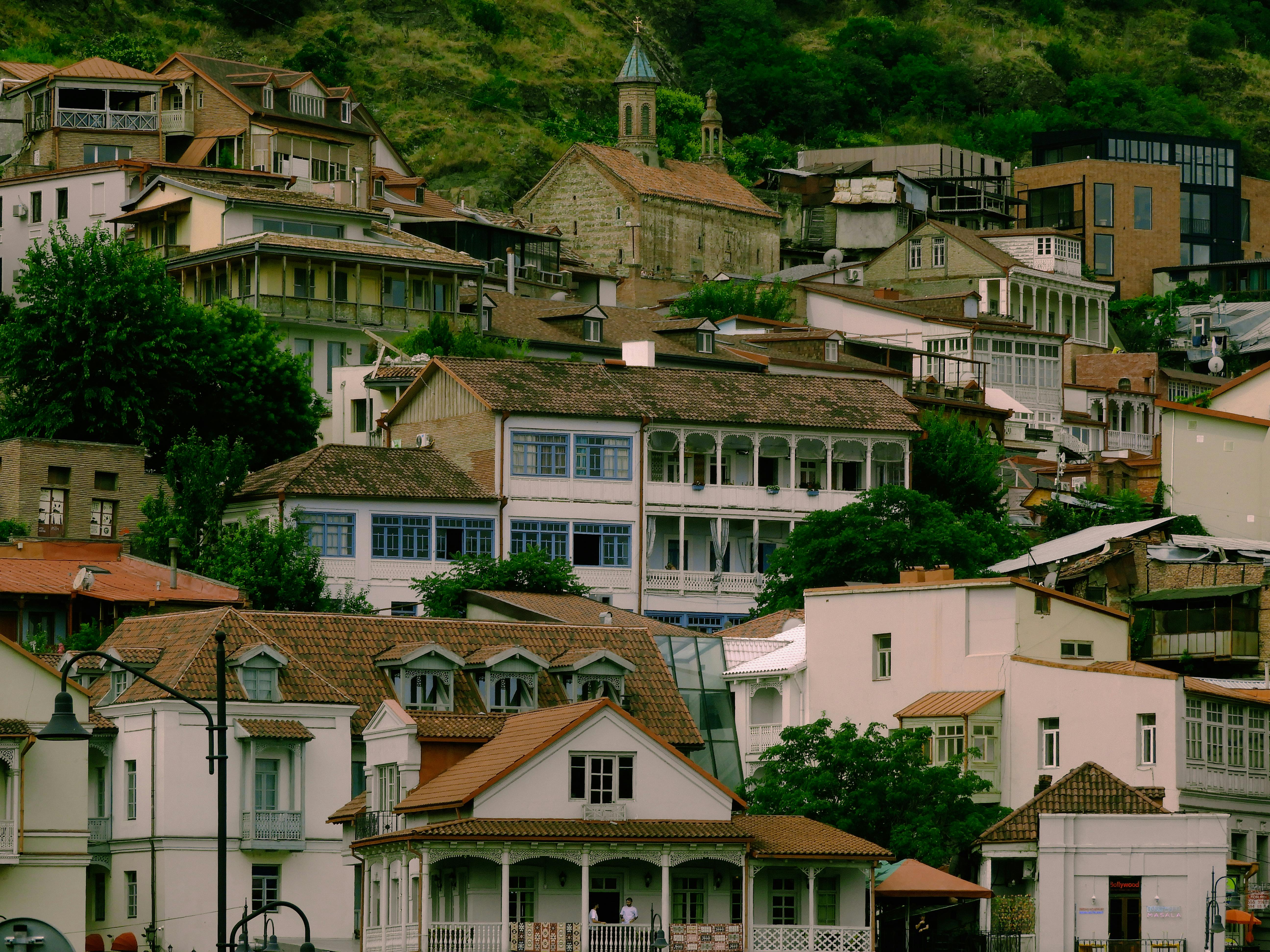 A hillside with many houses on it