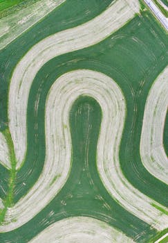 令人惊叹的航拍照片捕捉了赞布罗瀑布绿地上的波浪形农作物图案