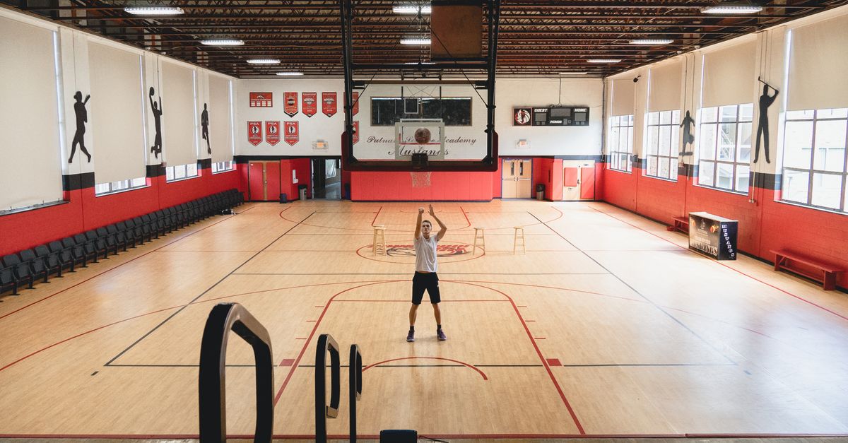 Basketball player shooting with a heat map overlay showing shot efficiency zones