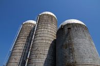 Low-Angle Shot of Silos