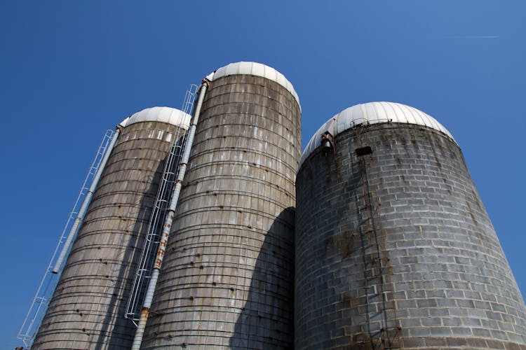 Low-Angle Shot Of Silos