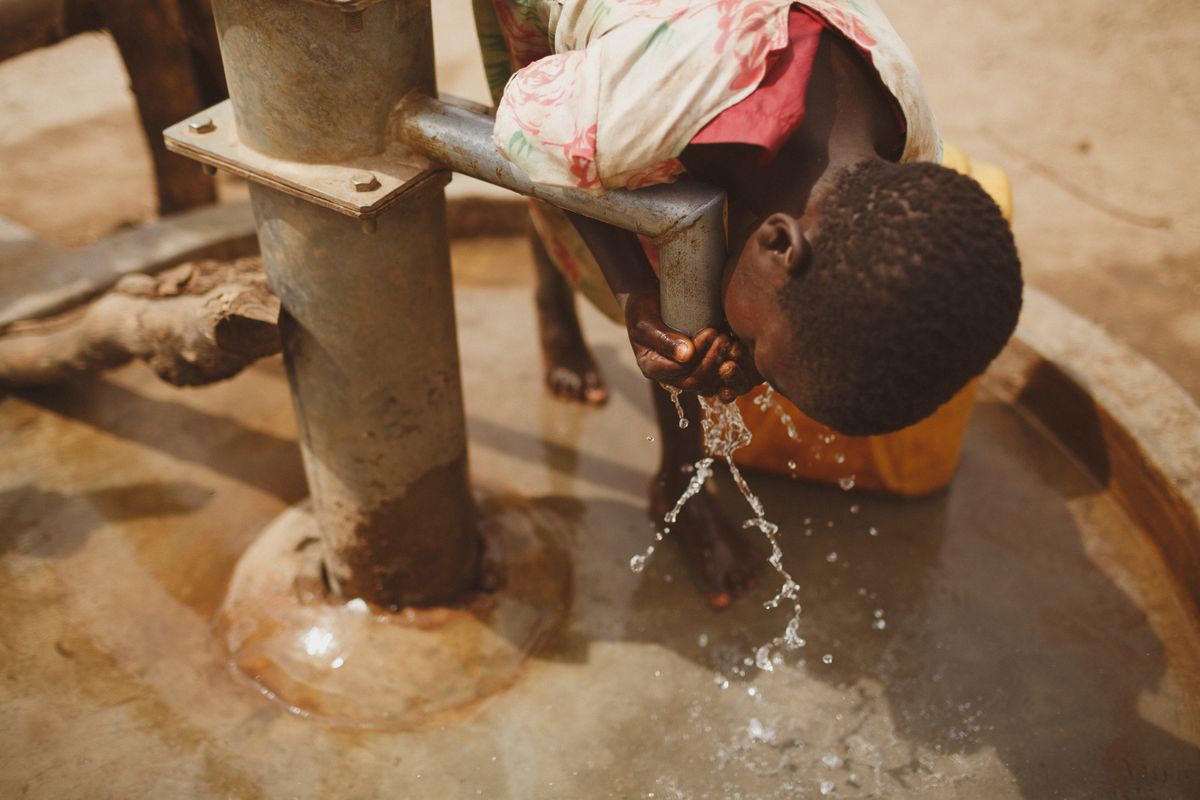 Child drinking clean water