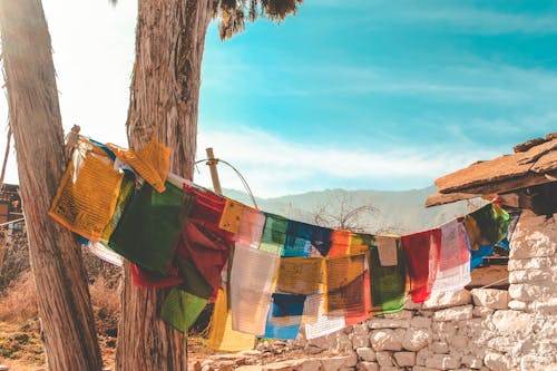 Fabrics Hanged on a Clothesline