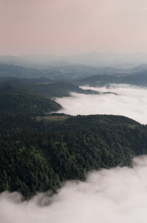 Free Bird's Eye View Of Mountains During Dawn Stock Photo